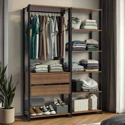 Guarda-Roupa Closet Modulado Valencia 2 Gavetas 129cm Rustic/Preto Madesa XA