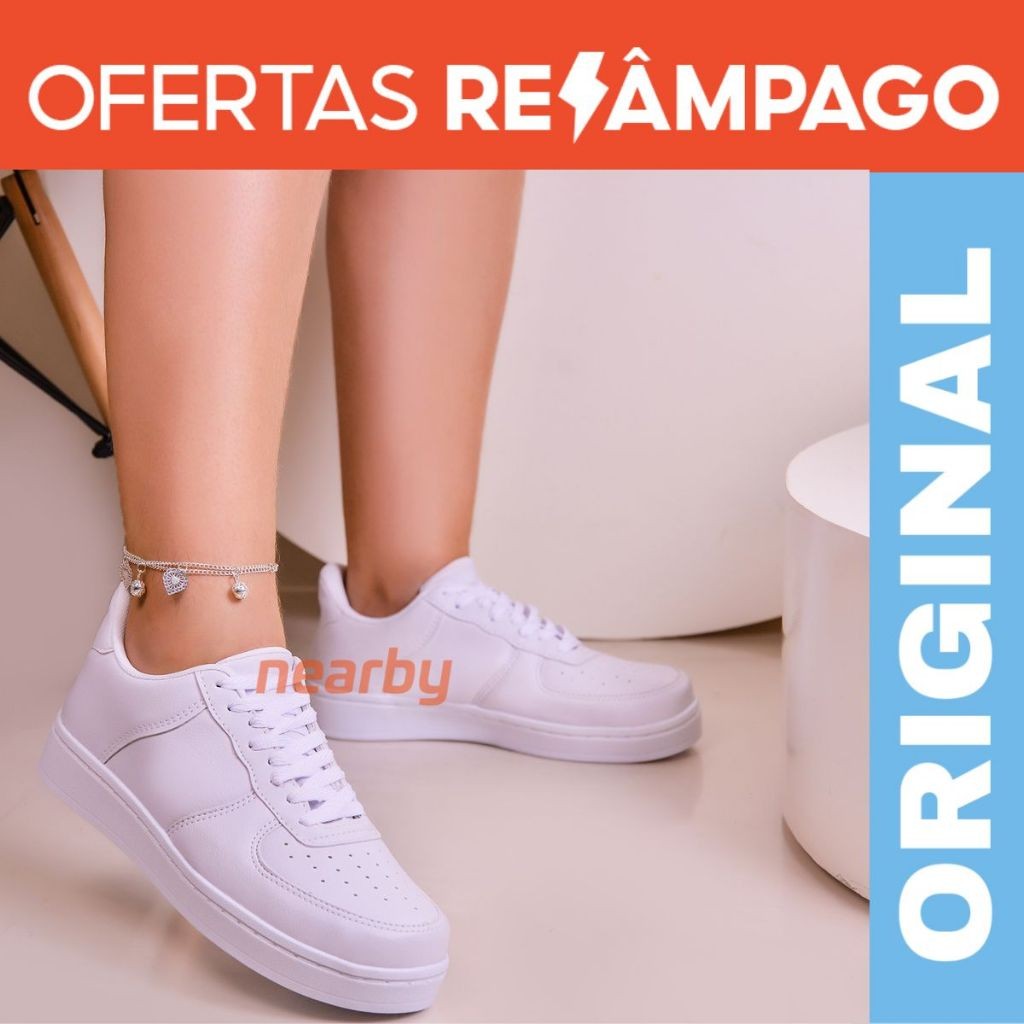 Tenis Unissex Streetwear Confortavel Leve Solado Resistente passeio faculdade streetwear resistente