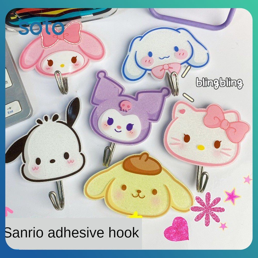 Gancho SOTO Sanrio Gancho Bonito Hello Kitty Gancho Adesivo Sem Perfuração Kawaii Parede Sem Rastros Gancho  em Oferta na Shopee