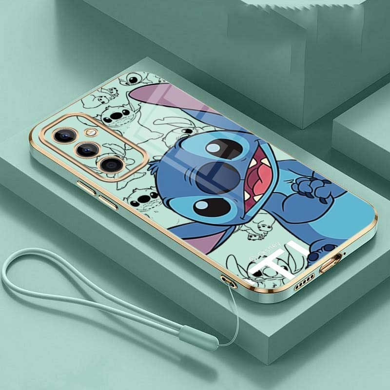 samsung Galaxy S23 FE s23FE S21 S20 Capa Joyful Cute Stitch Caixa De Borracha Flexível Para Telefone Com Borda Reta