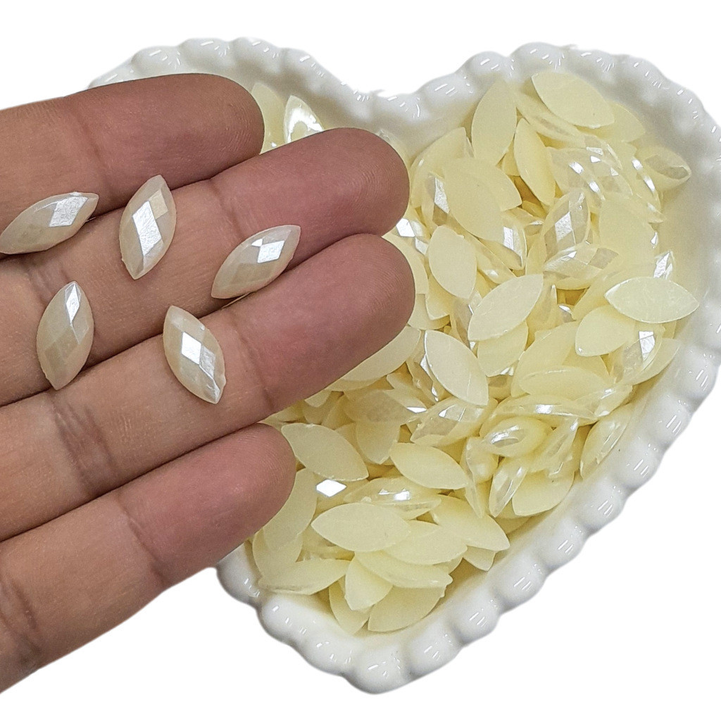 Meia Pérola Navete 7x15mm Sextavada Sem Furo 500g