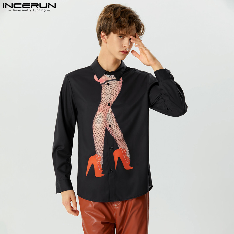 Camisa masculina estampada, camisa de manga comprida com lapela, estilo americano, Casual, uso em festas, 2024