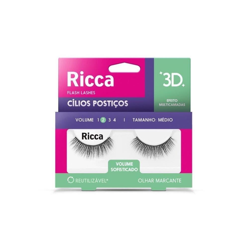 Cílios 3D Volume Sofisticado Ricca Vol.02 Médio