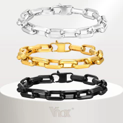Vnox Cool Punk Hip Hop Men's Chain Bracelet , Pulseira De Aço Inoxidável Rectangular Link Acessórios Para Jóias De Menino