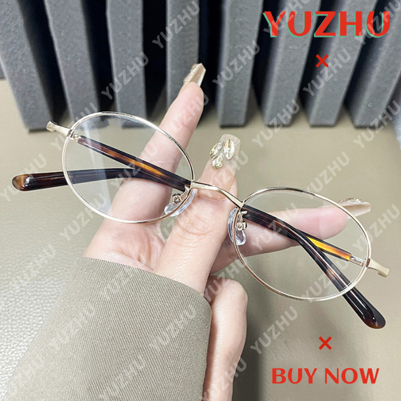 (YUZHU) Retro Pequena Armação De Óculos De Metal Oval Anti-Azul Luz Para Mulheres em Oferta na Shopee