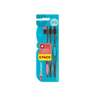 Kit Escova de Dente Condor Classic Flex Macia c/3un em Oferta na Shopee