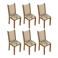 Kit 6 Cadeiras de Jantar 4291 Rustic/Crema/Lírio Bege Madesa