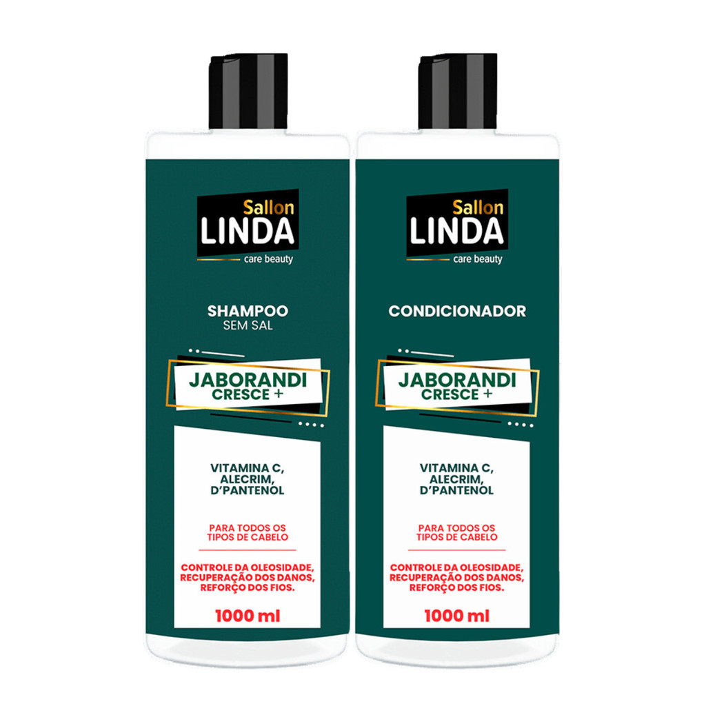 Kit Shampoo e Condicionador 1 Litro Jaborandi Cresce Mais Nutrição Intensa e Crescimento Saudável