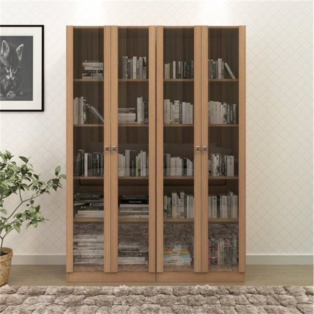 Kit 2 Armários para Escritório 2 Portas de Vidro ME4115  Amendoa em Oferta na Shopee