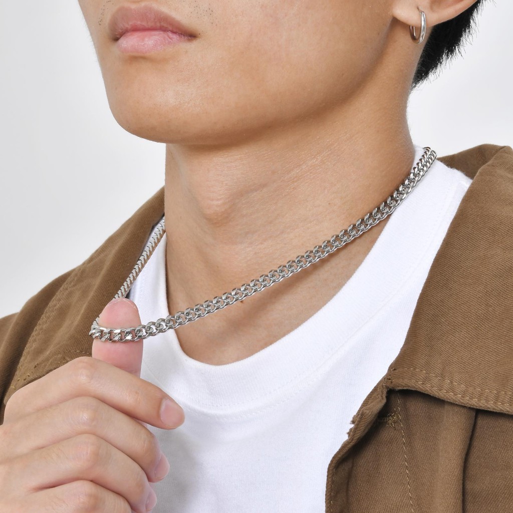 Vnox Fashion Cuban Chain Men's Necklace, Aço Inoxidável Simples Casual Jóias De Colarinho Não Desbotado Para Homens · foto 2