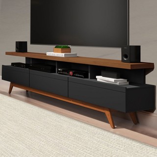 Rack para TV Até 70 Polegadas Vivare Wood 3 Gavetas Black/Freijo - Giga Móveis em Oferta na Shopee