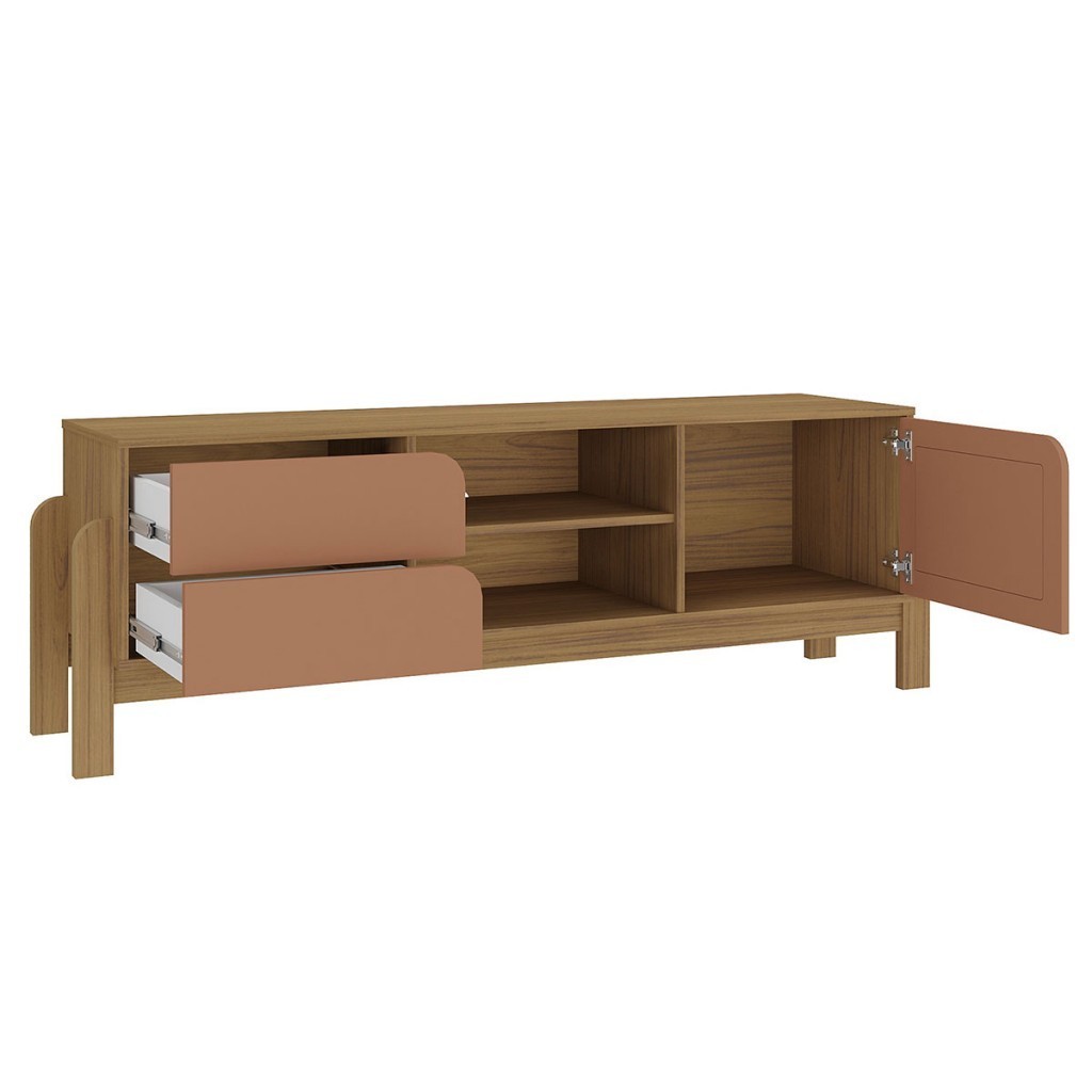 Detalhes do Rack para TV Até 65 Polegadas Trend 1 Porta 2 Gavetas Carvalho/Terracota - Pnr Móveis