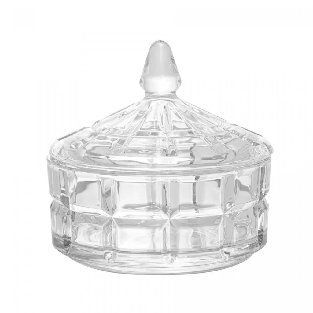 Potiche Bomboniere Baleiro de Vidro Cristal Doces Com Tampa Decorativo