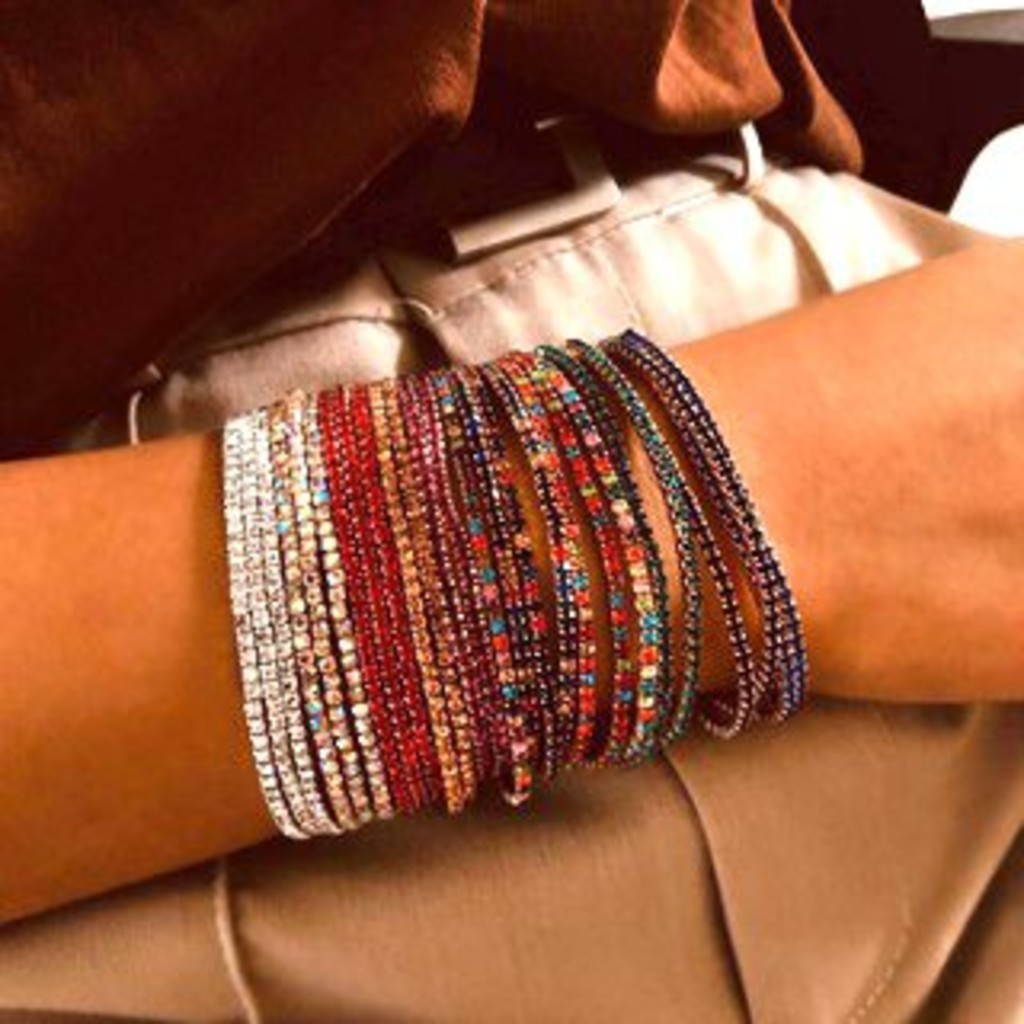 Pulseira Strass Moda Pulseira Colorido Cristal Strass Elasticidade Unidade
