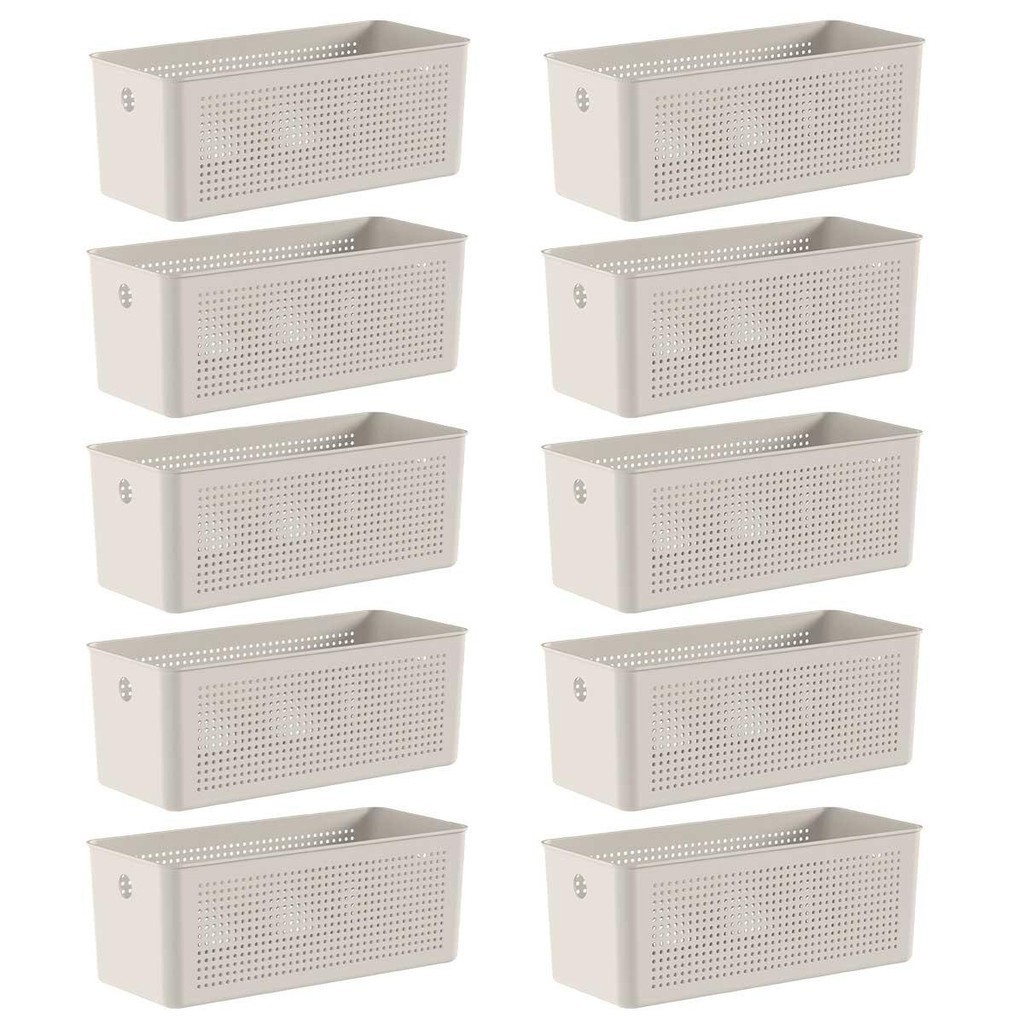 10x Cestos 6,6L Organizador OU Flow Bege 13cm x 15cm x 34cm em Oferta na Shopee