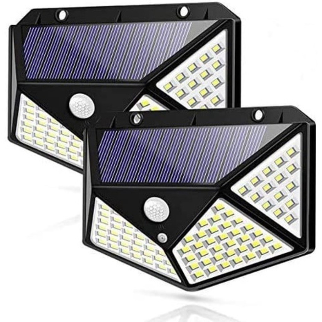 2 Luminárias Solar 100 Led Com Sensor Prova D'Água Refletor Solar Parede Luz Led Solar Luminaria para Jardim