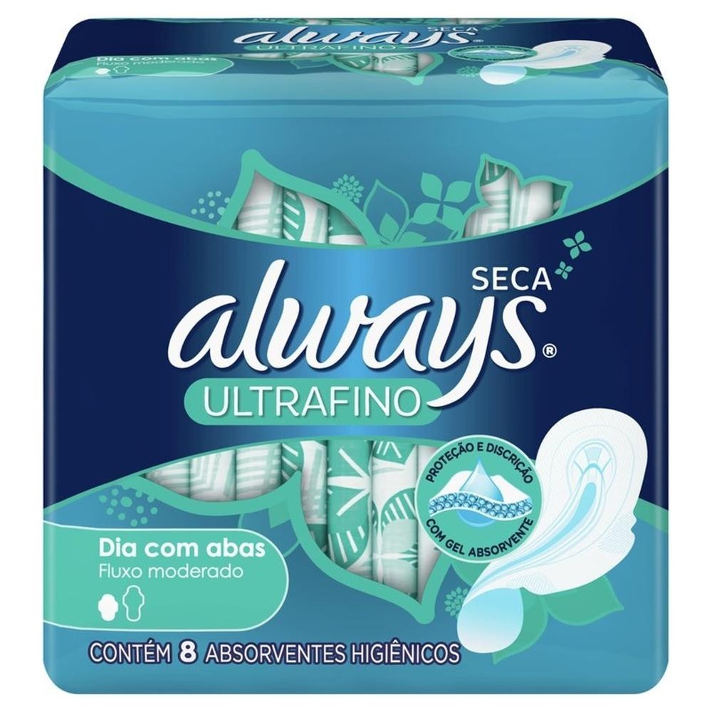 Absorvente Always Ultrafino Seca com Abas 8 Unidades em Oferta na Shopee