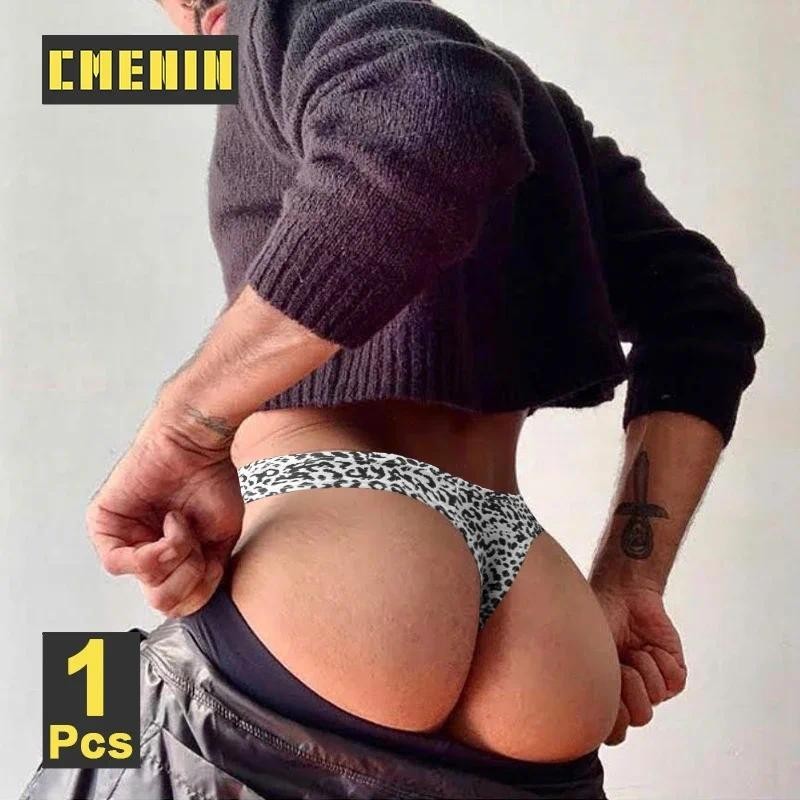 CMENIN Sissy Men Thongs Gay Underwear G String Lingerie Jockstrap Biquíni Calcinha Macho Leopardo Sexy Homem Algodão Tanga