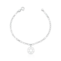 Pulseira estrela de davi prata 925 feminina
