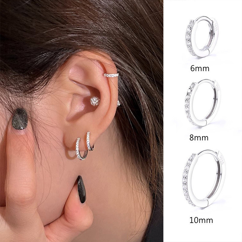 925 prata zircão orelha fivela nicho feminino todo-correspondência brincos moda piercing studs senior senso personalidade brincos