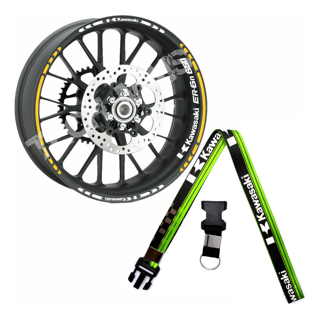 Kit Adesivo Refletivo de Rodas, Frisos E Cordão Para motos Kawasaki Er-6n 650 ER6N ER 6N 650