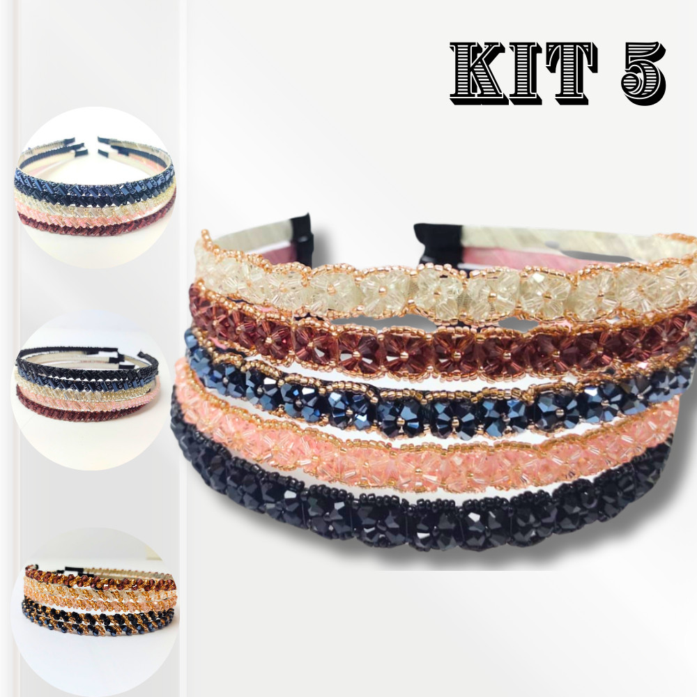 Kit 5 Tiaras Cristal Arquinho Luxo Brilhante Adulto Infantil em Oferta na Shopee