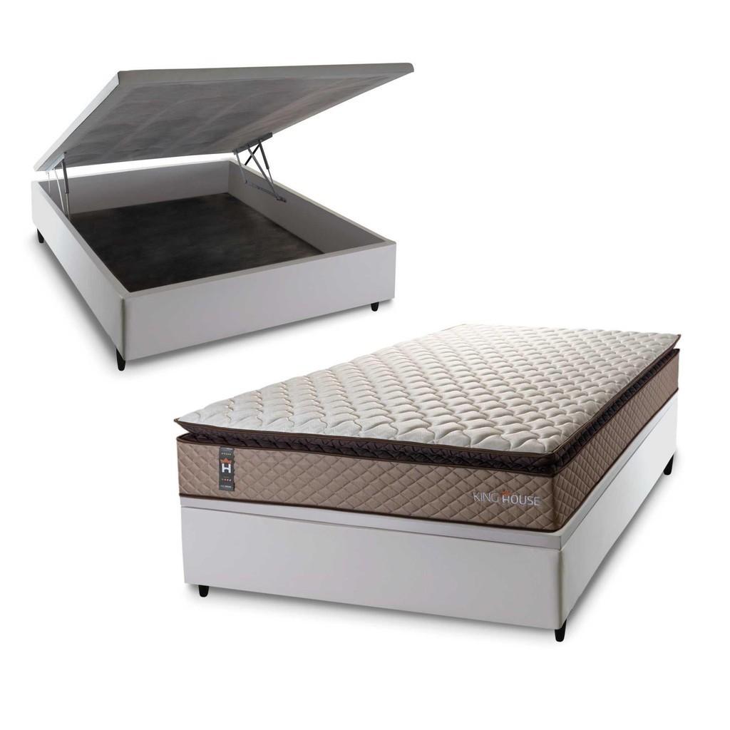 Conjunto Box Baú Atlanta Bege 138x188x69 Espuma D45 em Oferta na Shopee