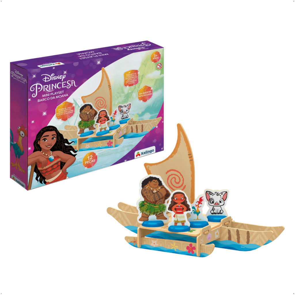 Mini Playset Barco Da Moana Desenvolve a Atenção e o Pensamento Lógico Xalingo - 13143 em Oferta na Shopee