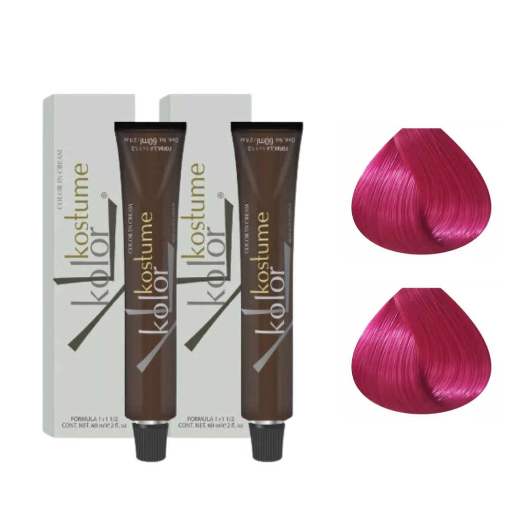 Kit 2 Tintas Cabelo Coloração Tintura Kostume Kolor Magenta