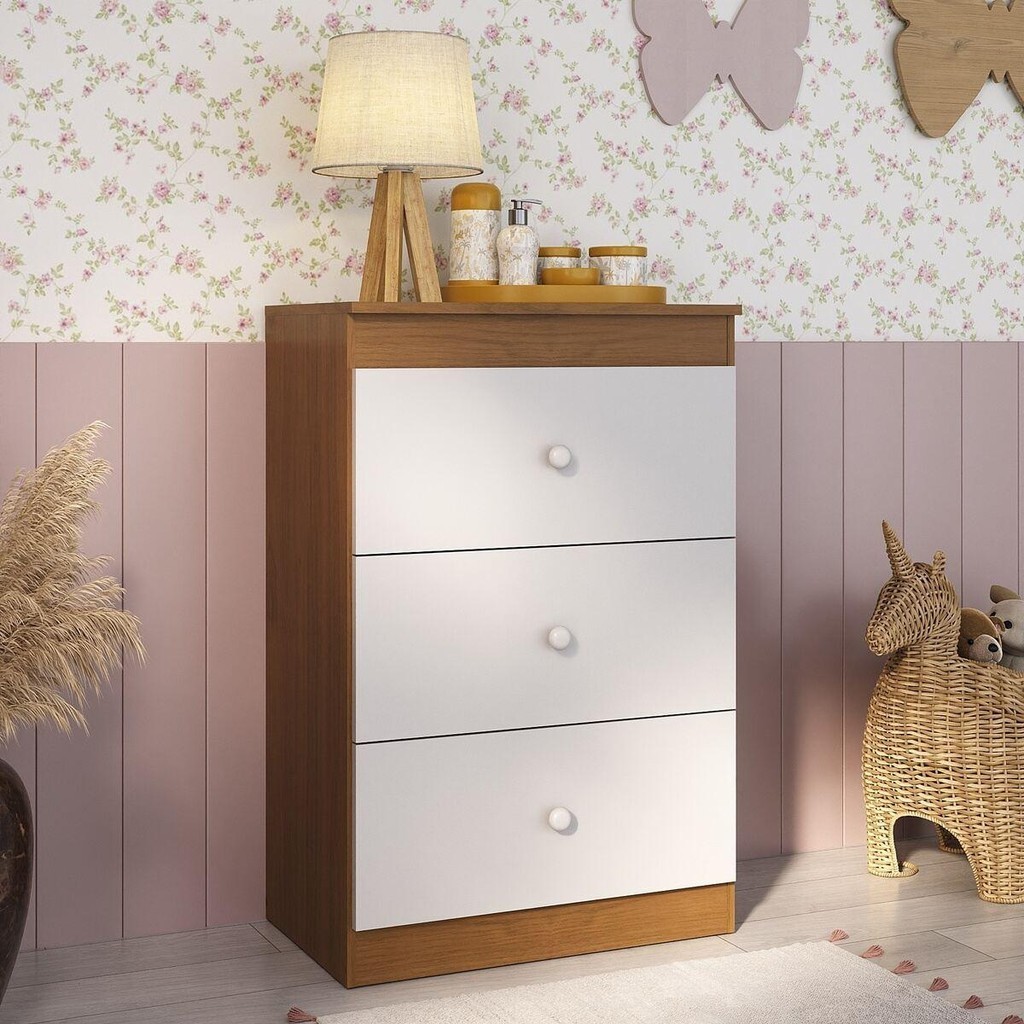 Cômoda Infantil com 3 Gavetas Doce de Leite Multimóveis MP2676 em Oferta na Shopee