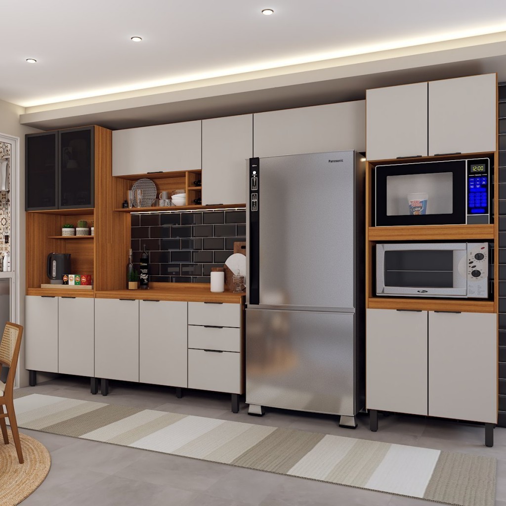 Cozinha Completa Sophia 14 Portas 2 Gavetas Marrom/Nude - Panorama Móveis - Home & Living