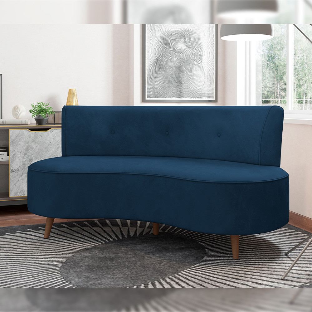 Sofá Chaise Living 2 Lugares 160cm para Sala Istambul K01 Veludo Azul Marinho - Lyam Decor em Oferta na Shopee