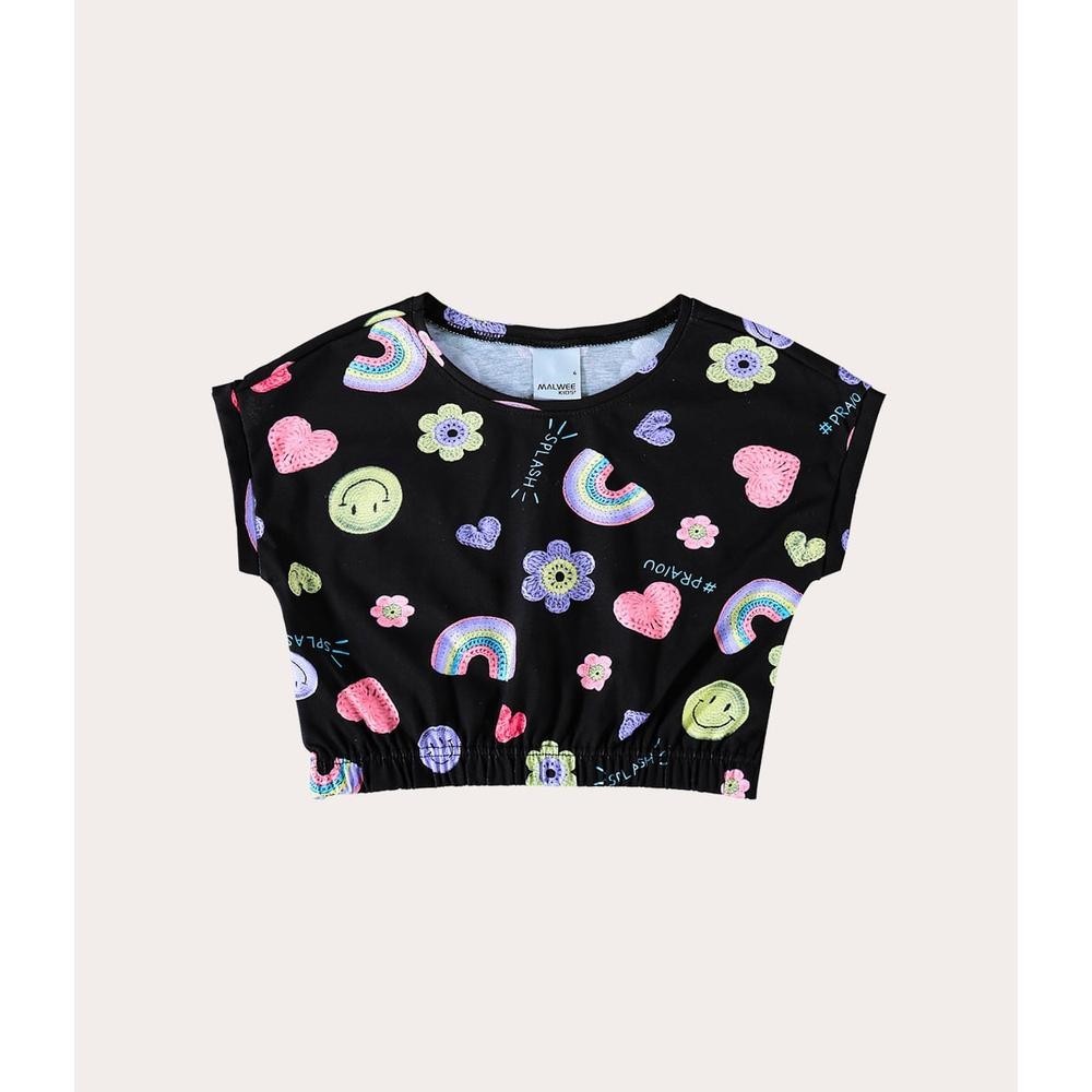 Blusa Infantil Menina Splash Barra Elástico Em Algodão Malwee Kids em Oferta na Shopee