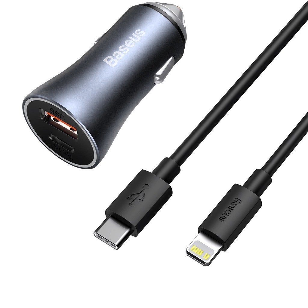 Baseus Carregador Veicular 40w com cabo Usb-C para Lightning 1m iPhone 7 8 9 X 11 12 13 14 Pro Max em Oferta na Shopee