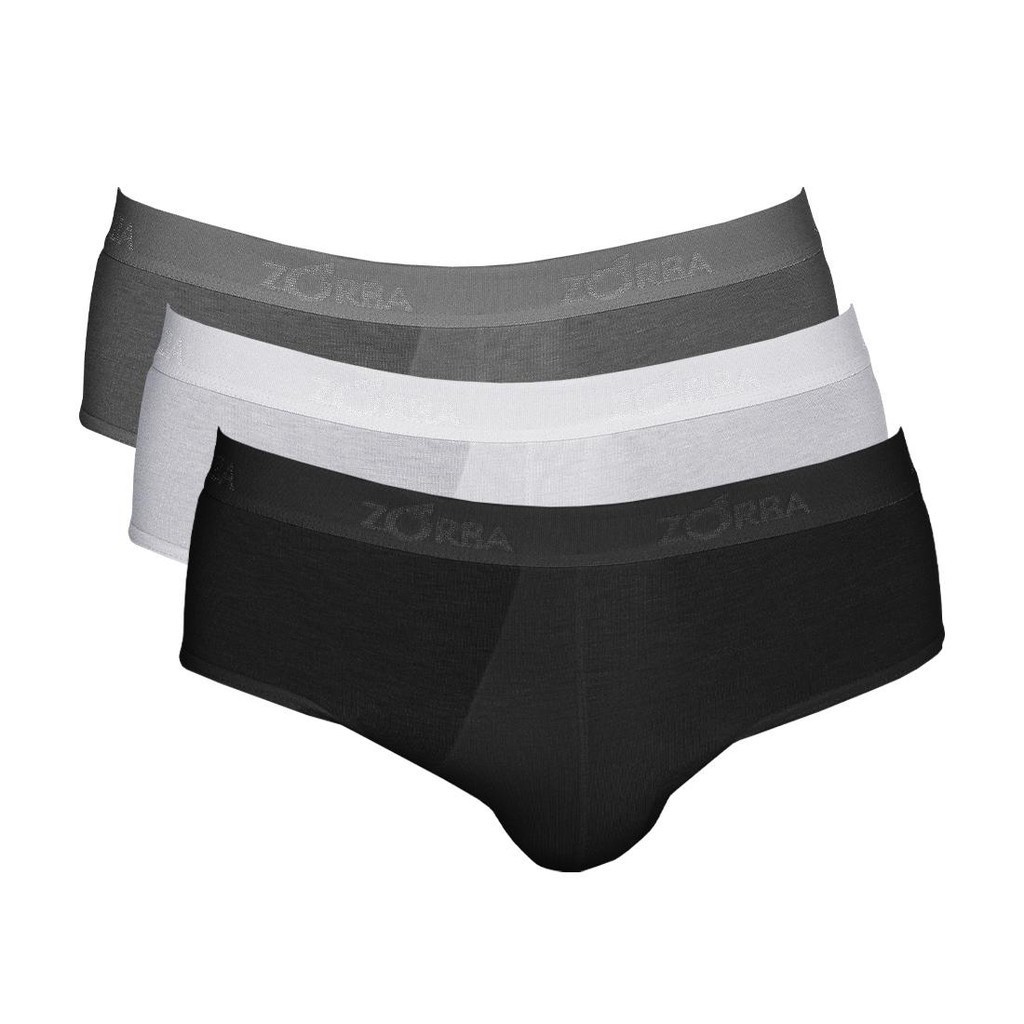 Kit 03 Cuecas Zorba Slip Modal 688 Preto/Branco/Chumbo - Men Clothes