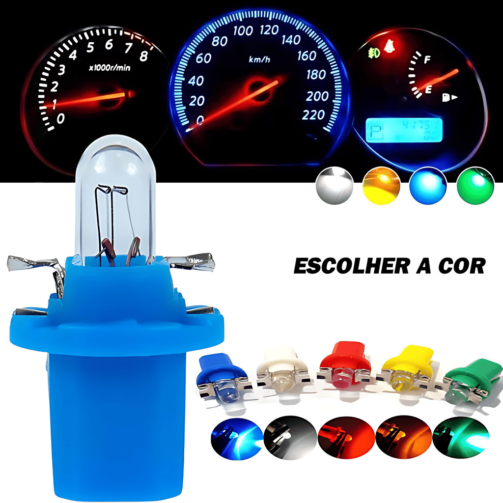 5 - 10 x Lâmpada T5 b8.5 acrílica painel Painel moto carro Soquete b8.5 Led Mosquito Led Branco Azul Verde Vermelho
