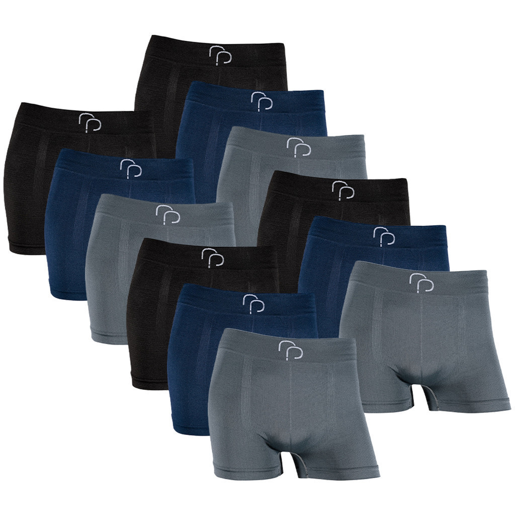 Kit com 12 Cuecas Boxer Basic Poliéster sem Costura Qualidade RP - Men Clothes