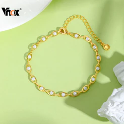 Pulseira Ajustável De Pérola Vnox Para Mulheres , Leve Antialérgica À Prova D'água E Elegante , Presente De Joias Da Mod