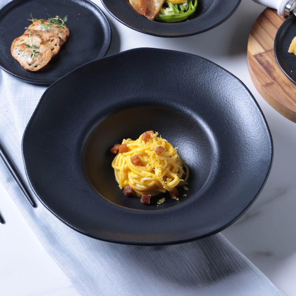 Porto Brasil Conjunto Com 4 Pratos De Massa Orgânico Preto Matte Ø28X6,5Cm 450Ml em Oferta na Shopee