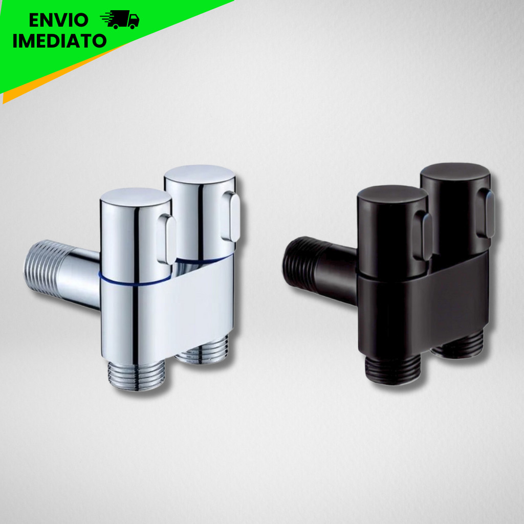Registro Ducha 2 Saídas Independentes De Água CROMADO/PRETO Máquina De Lavar Tanque Fácil Instalação em Oferta na Shopee