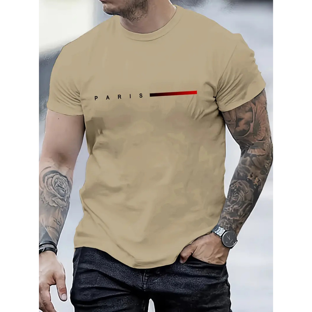 Camisa Camiseta Masculina Paris França 100% Algodão Malha Penteada Importada
