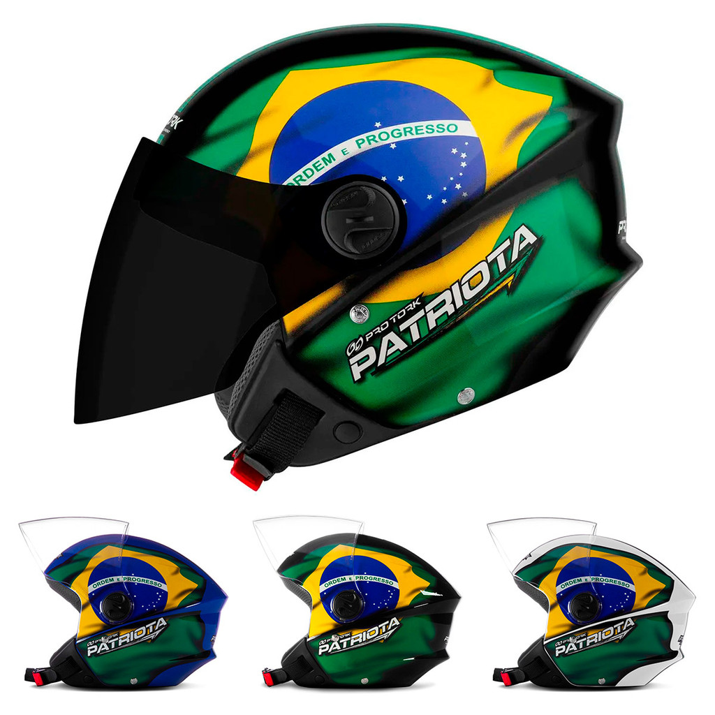 Capacete Patriota Brasil Pro Tork New Liberty Masculino Feminino Tamanho 56 58 60 Vários Modelos Cores em Oferta na Shopee
