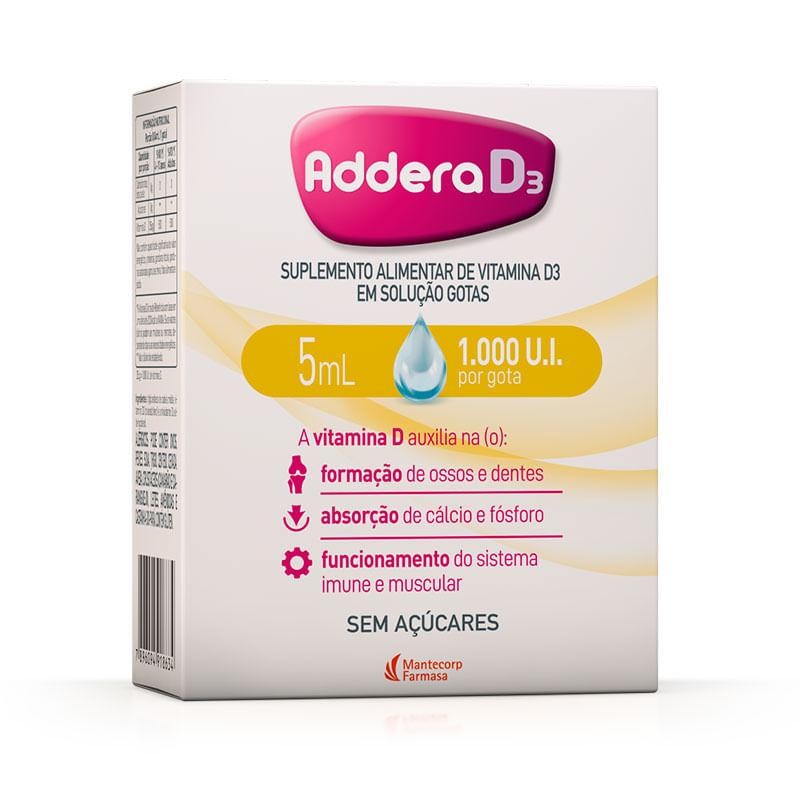 Suplemento Alimentar Addera D3 1.000UI Gotas 5ml em Oferta na Shopee