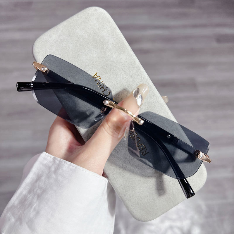 Óculos De Sol Sem Aro Para Mulheres/Homens Senhora Moda Gradiente Lentes Designer UV400 Tons