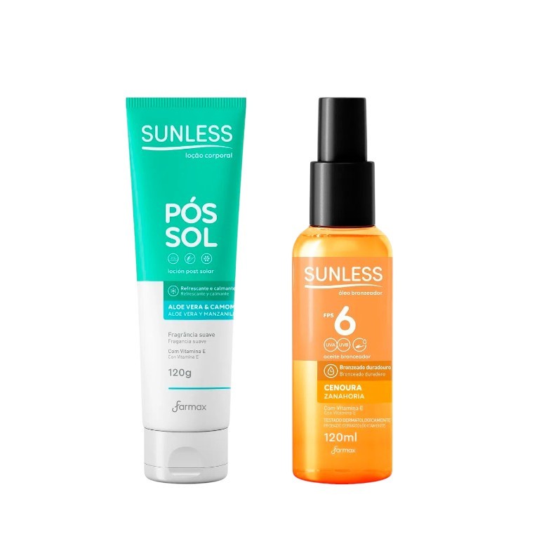 Farmax Kit 2un - Pós Sol + Óleo Bronzeador Cenoura