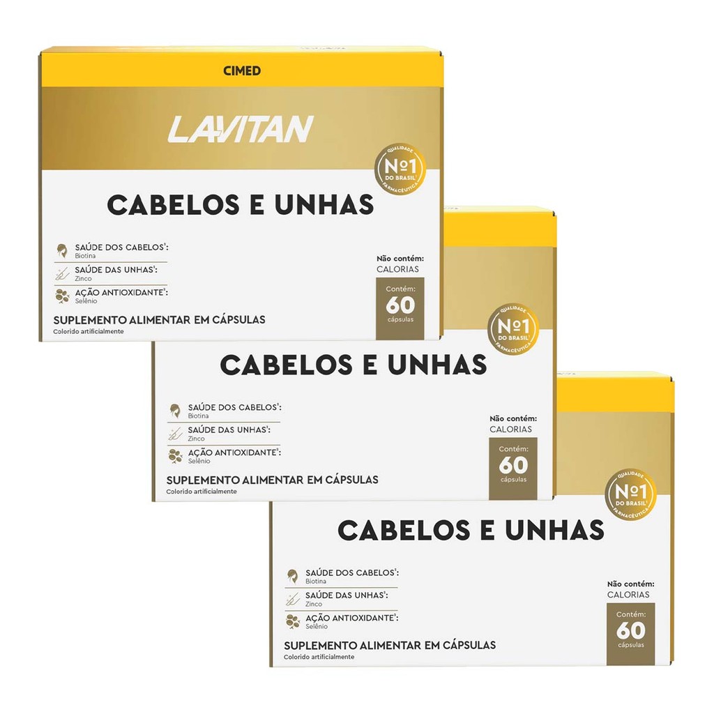 Kit 3 und Lavitan Cabelos e Unhas 60 Cápsulas - Health