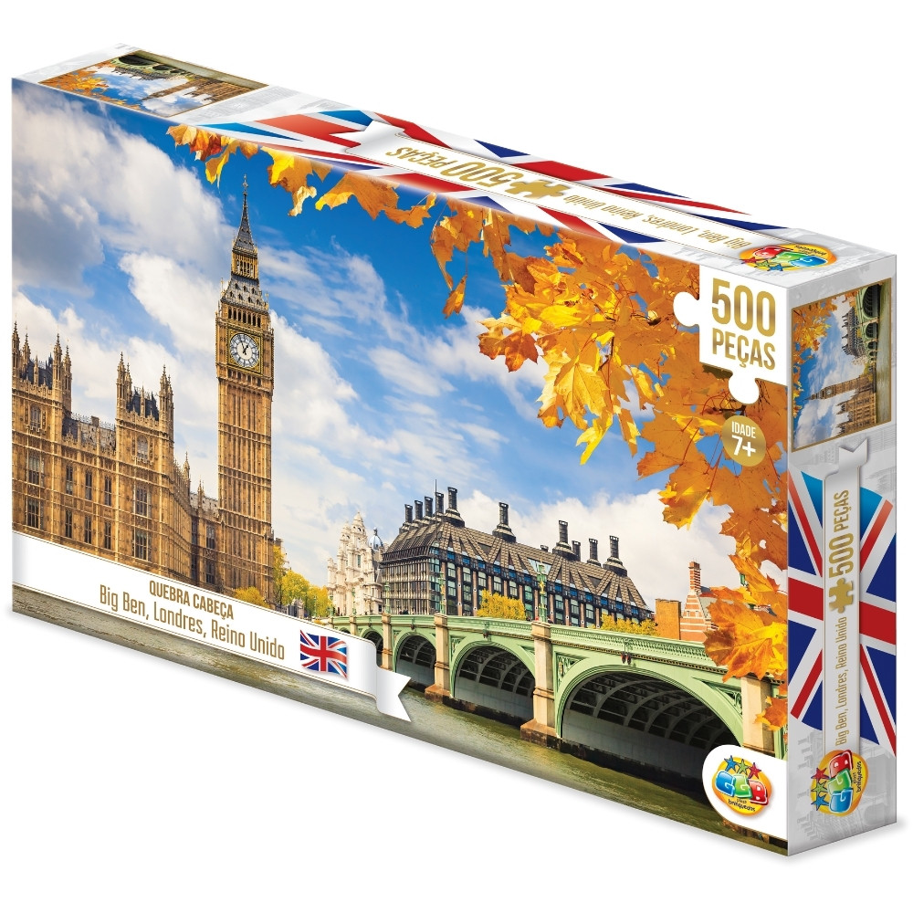 QUEBRA CABEÇA BIG BEN 500 PEÇAS GGB BRINQUEDOS PUZZLE PONTOS TURÍSTICOS LONDRES REINO UNIDO RELÓGIO em Oferta na Shopee