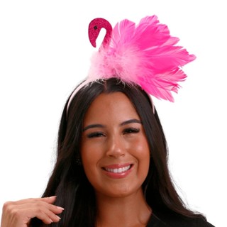 Tiara Flamingo Rosa Com Plumas Acessório Para Carnaval em Oferta na Shopee