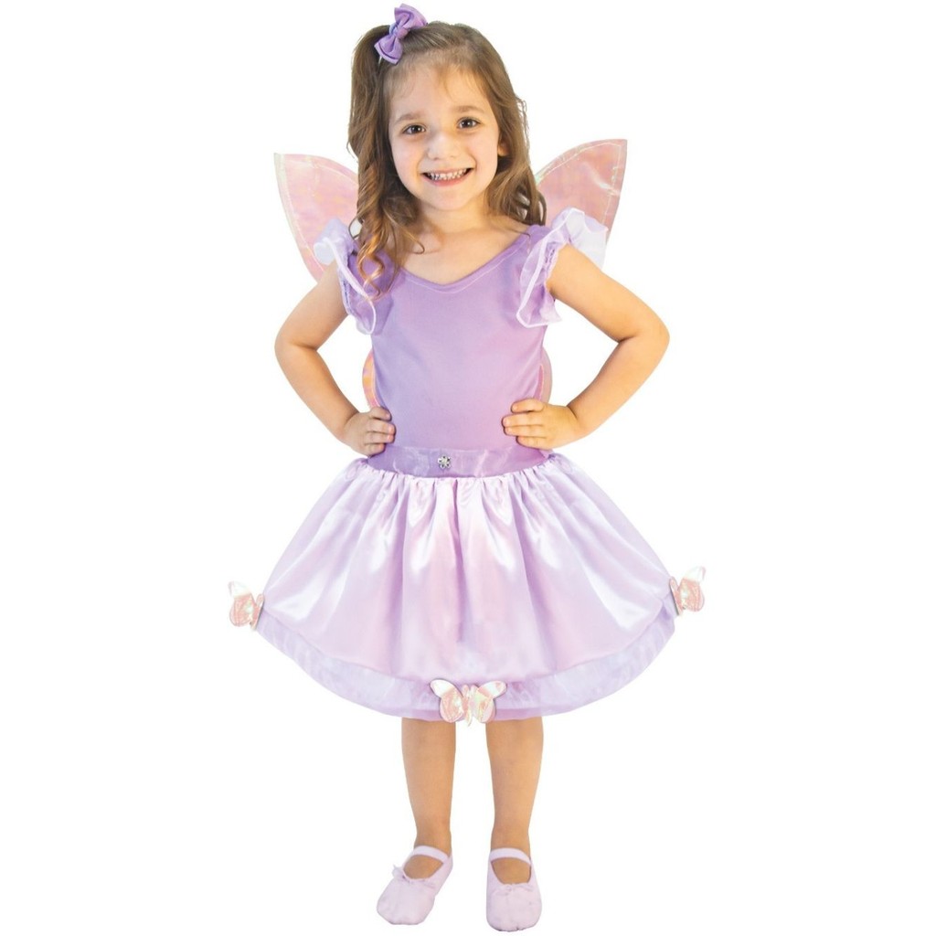 Fantasia Infantil Borboleta Lilas Menina Festa Criança Carnaval Jardim Butterfly  Lilac