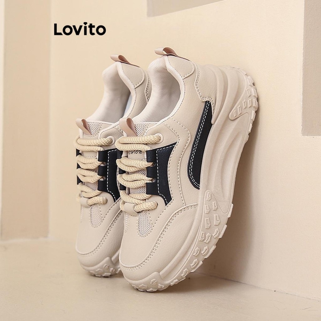 Lovito Casual Simples Versão Coreana Aumentou Sola Grossa Confortáveis Tênis Macio para Mulheres LFA62168 - Women Shoes